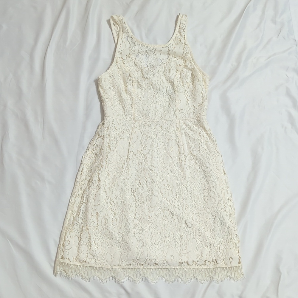 ABERCROMBIE & FITCH Lace Sweetheart Sleeveless Mini-Dress, Color Ivory Size XS - Picture 4 of 16